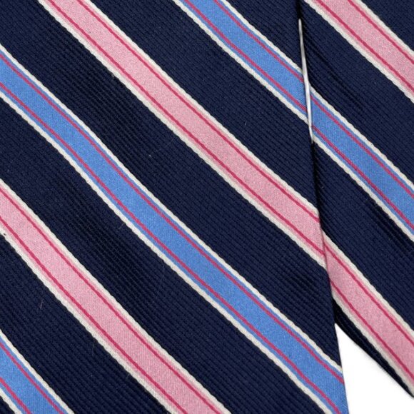 Nautica Silk Tie Striped Repp Pink Blue Vintage 90's - Picture 3 of 7